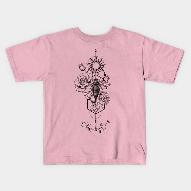 Bees with Roses and Tulips Kids T-Shirt by teall